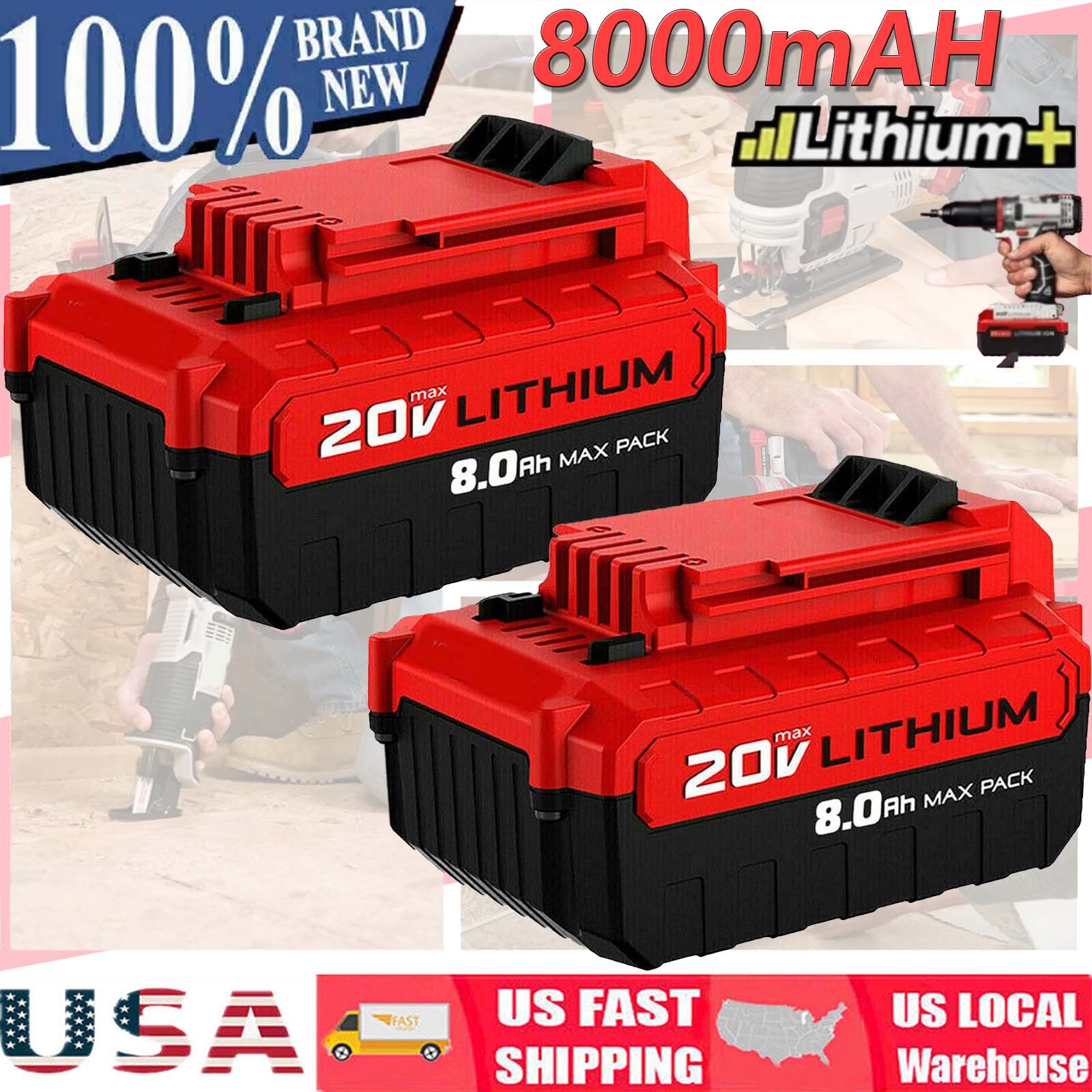 1-6X 3.5AH/8.0Ah Battery for PORTER CABLE Max 20V Li-Ion PCC680L PCC682L PCC685L