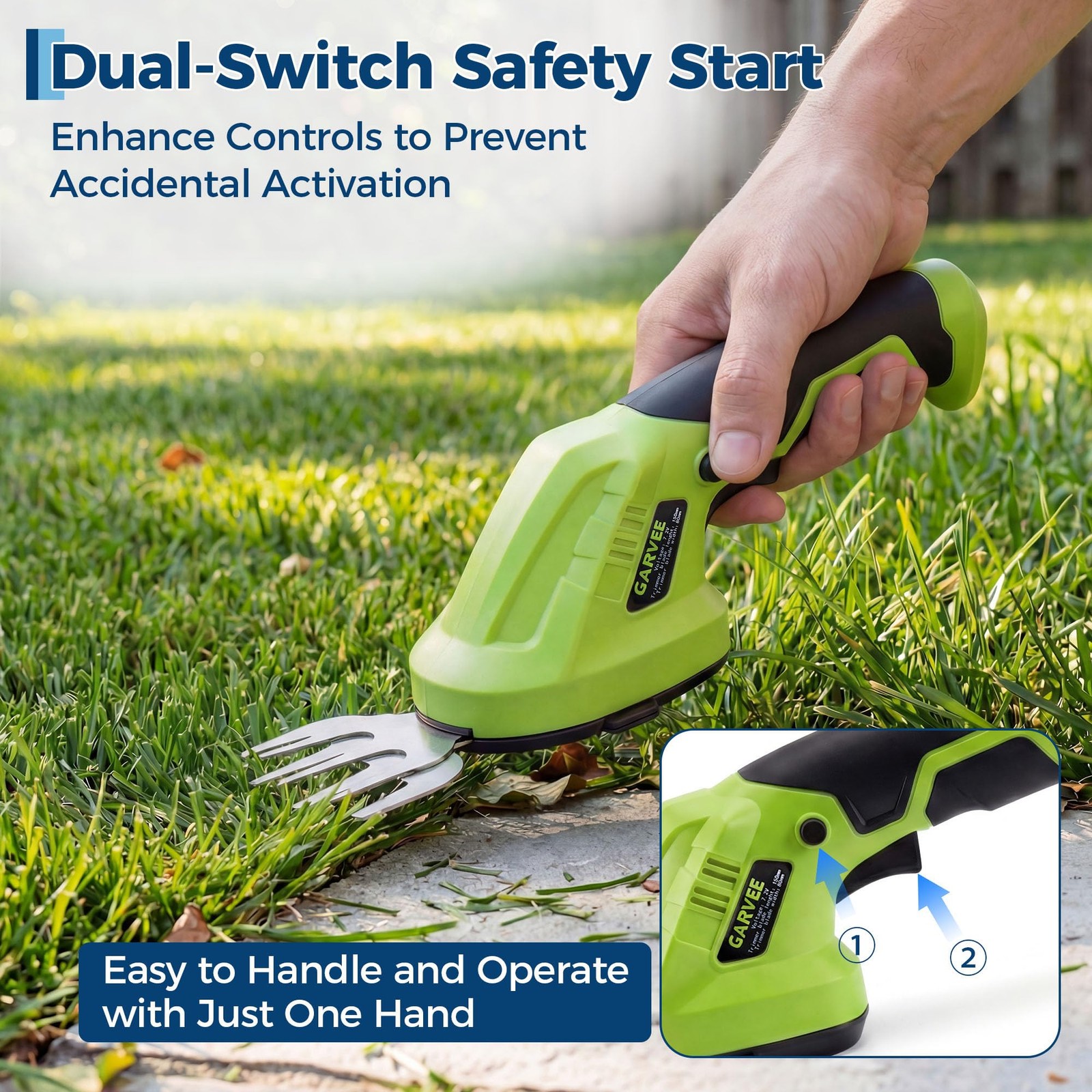 Cordless Grass Shear Bush Trimmer, 2 in 1 Handheld Hedge Trimmer, 7.2V Electric