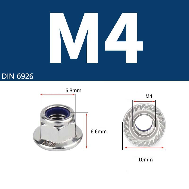 Nyloc Nuts with Serrated Flange Nylon Insert Flanged Lock Nut A2 Stainless Steel