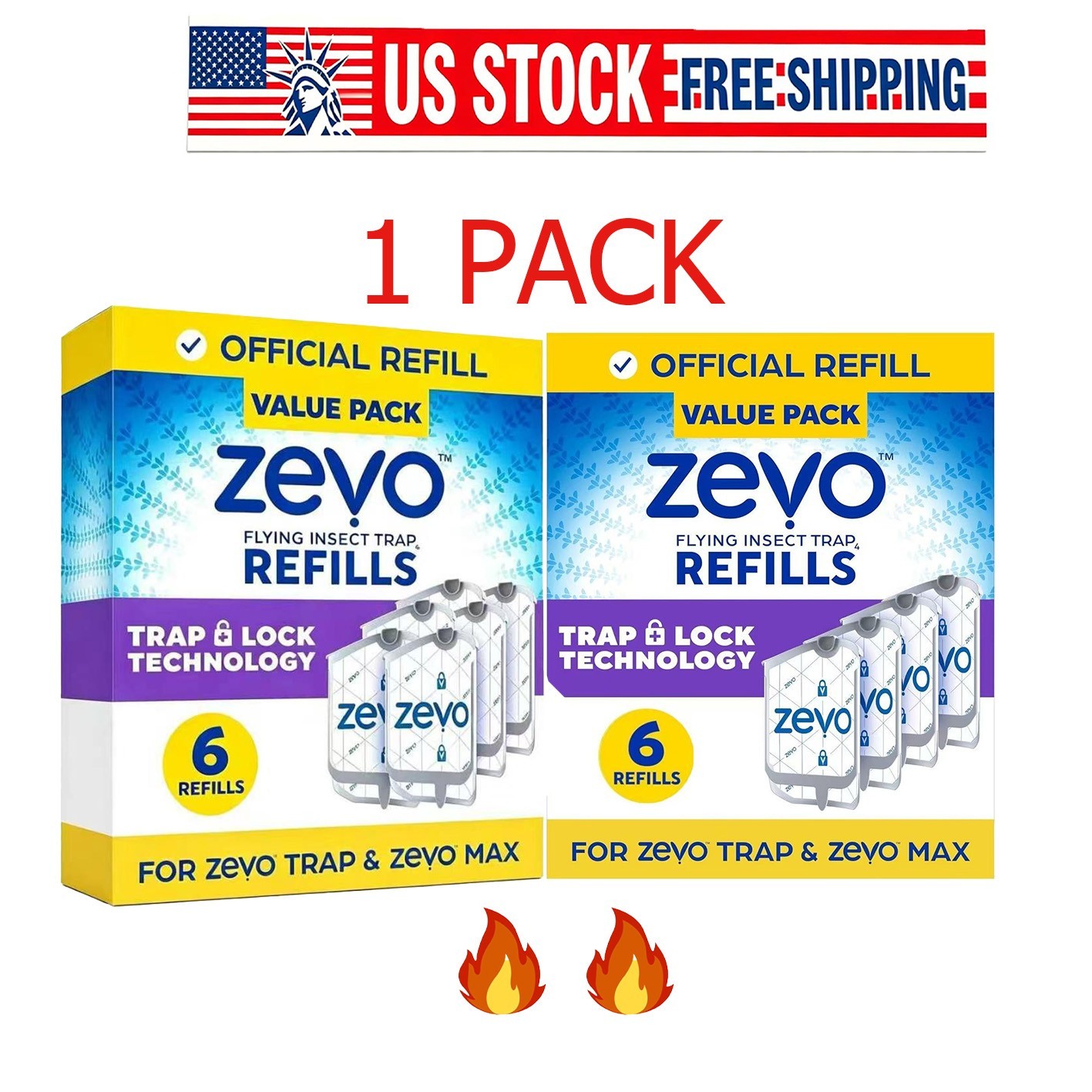 Zevo Flying Insect Trap Refill Cartridges Easy to Use (6 Refill Cartridges