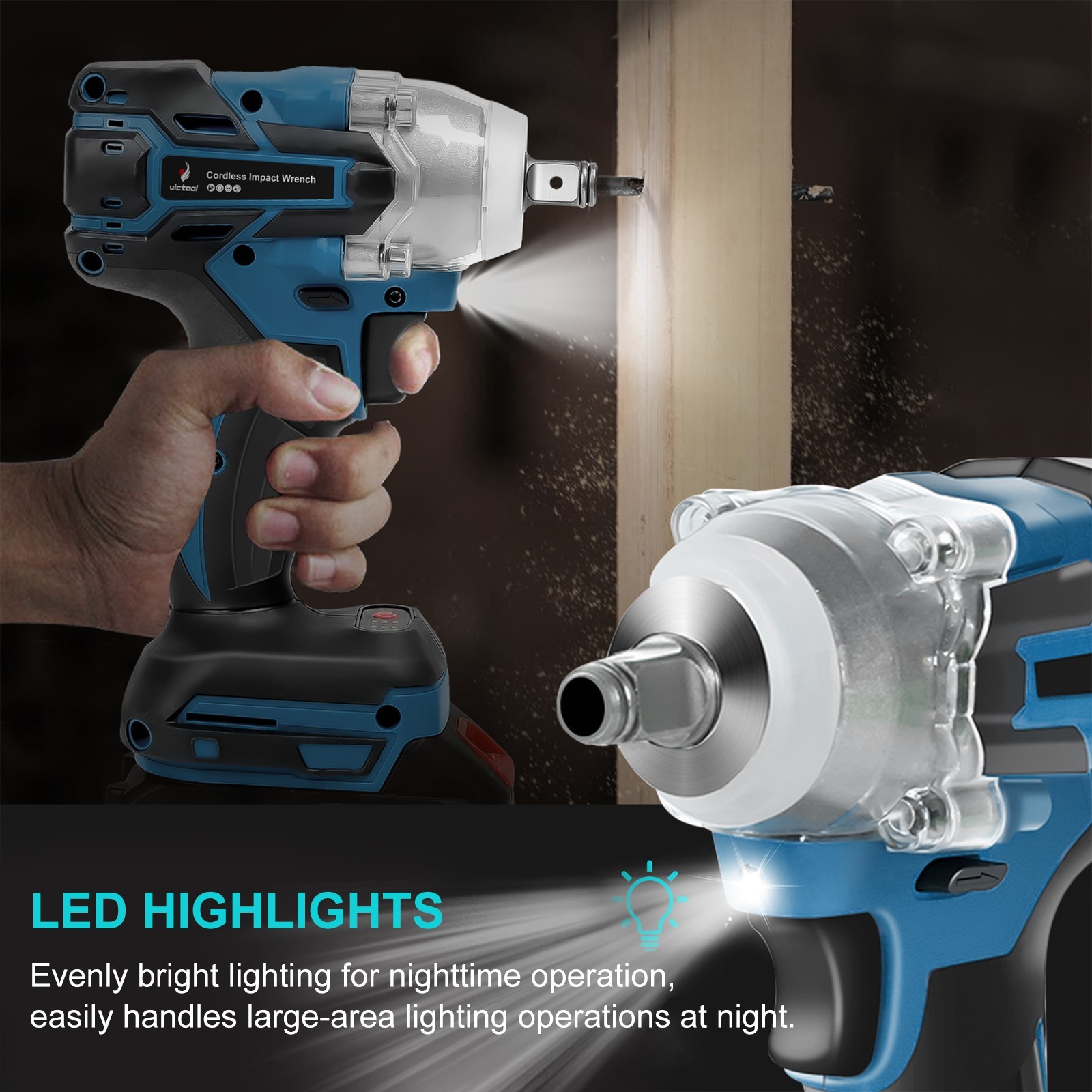 21V Brushless Impact Wrench Cordless Electric Screwdriver Rechargeable Drill Dr
