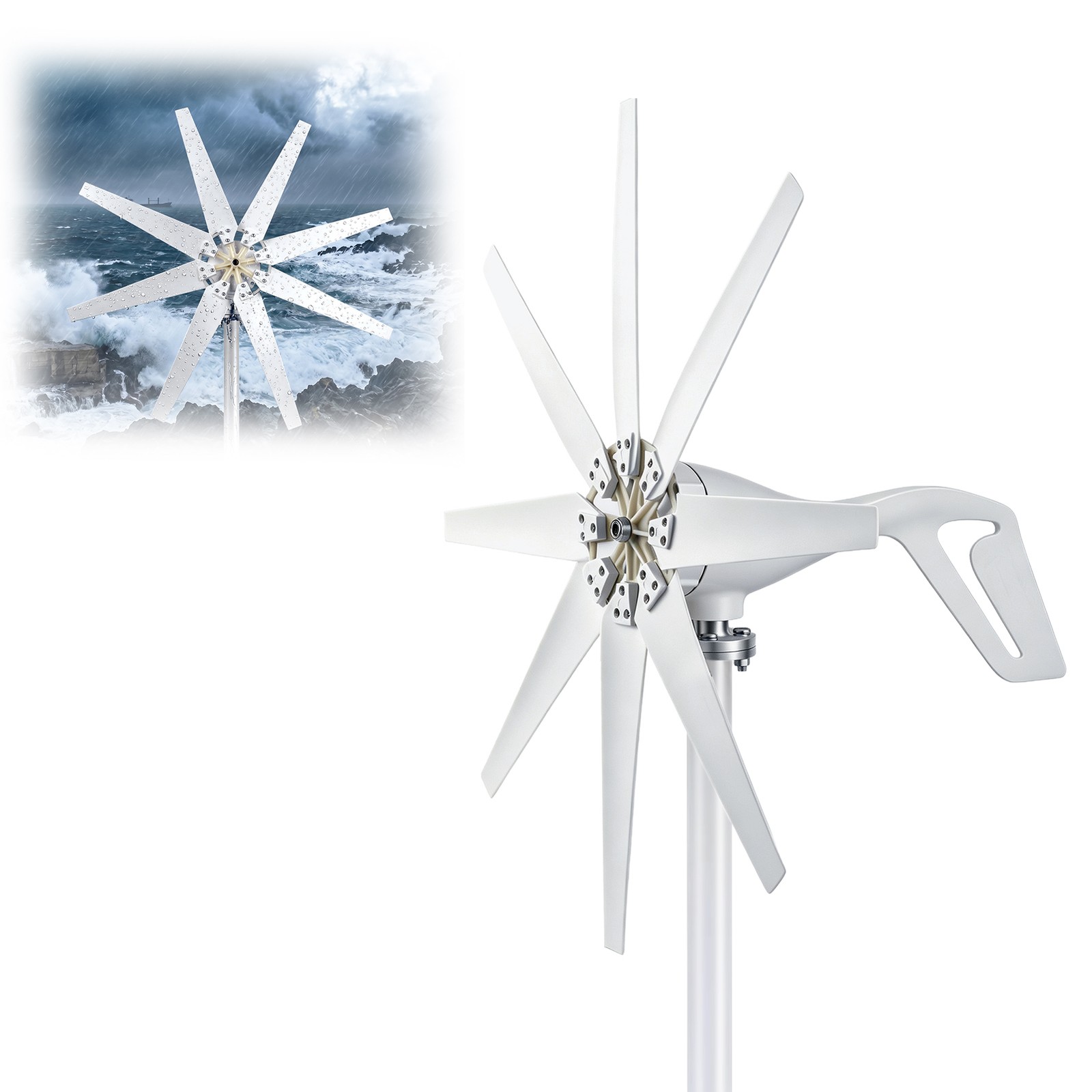 2000W 8 Blades Wind Turbine Generator Kit 24V Windmill w/Controller Home Power