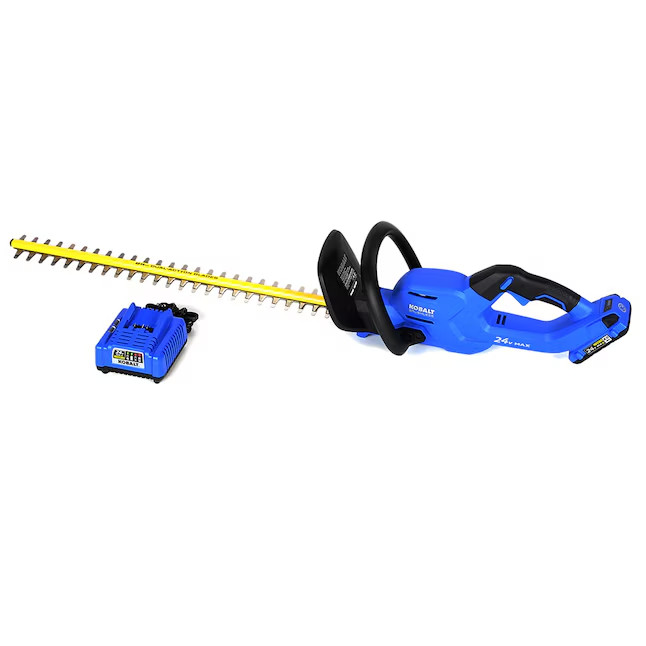 Kobalt 24V Max 24 in Dual Cordless Electric Hedge Trimmer Kit 2.0Ah Battery New