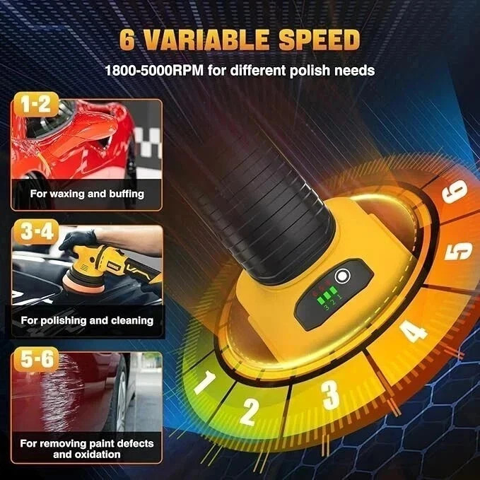 Cordless Buffer Polisher Kit for Dewalt 20V Battery (No Battery), 6-Inch Orbita