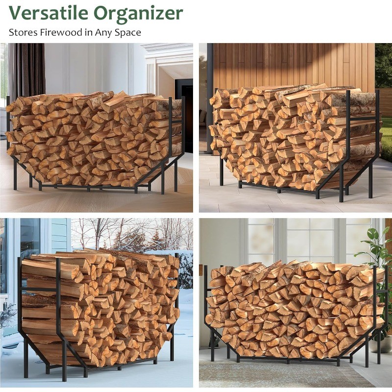 4.6FT Metal Log Holder for Fireplace Heavy Duty Firewood Rack for Indoor Outdoor