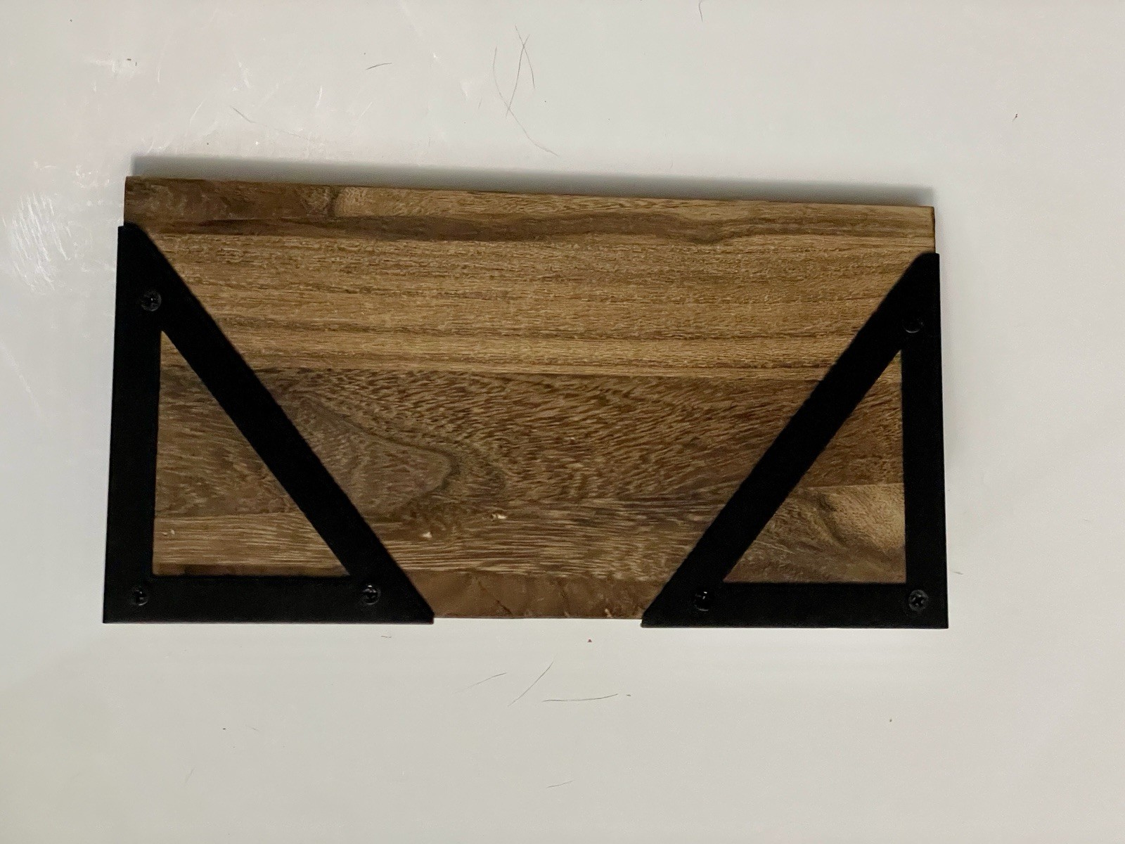 Set of 3 Rustic Floating Wall Shelves Wood Metal Farmhouse Wall Mounted Shelf