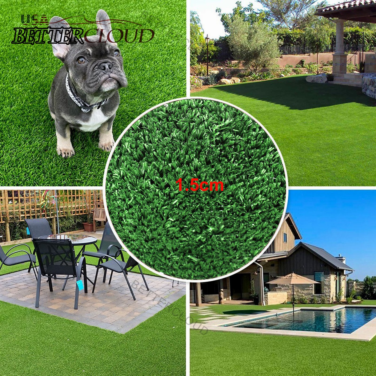 6ft x 8ft Green Artificial Grass Rug Grass Carpet Rug Synthetic Turf Thick Lawn