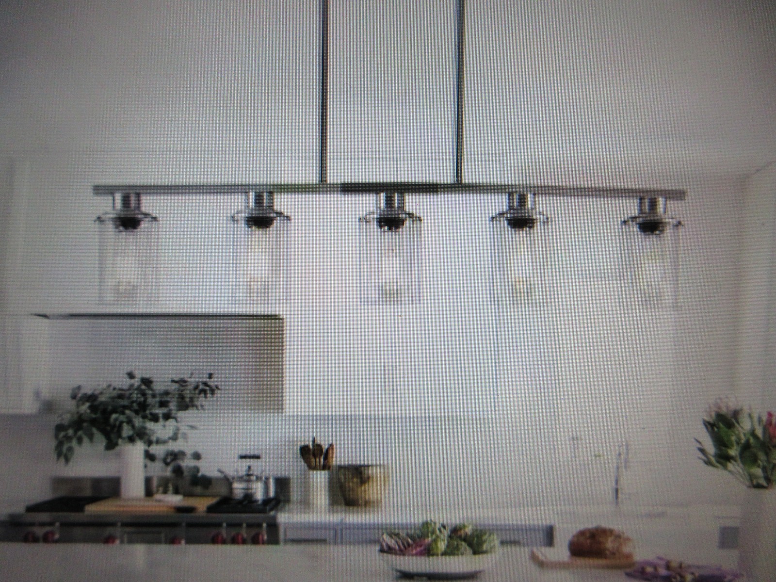 MENCOLULU 37 in. 5 Lights Modern Industrial Brushed Nickel Chandelier w Shades