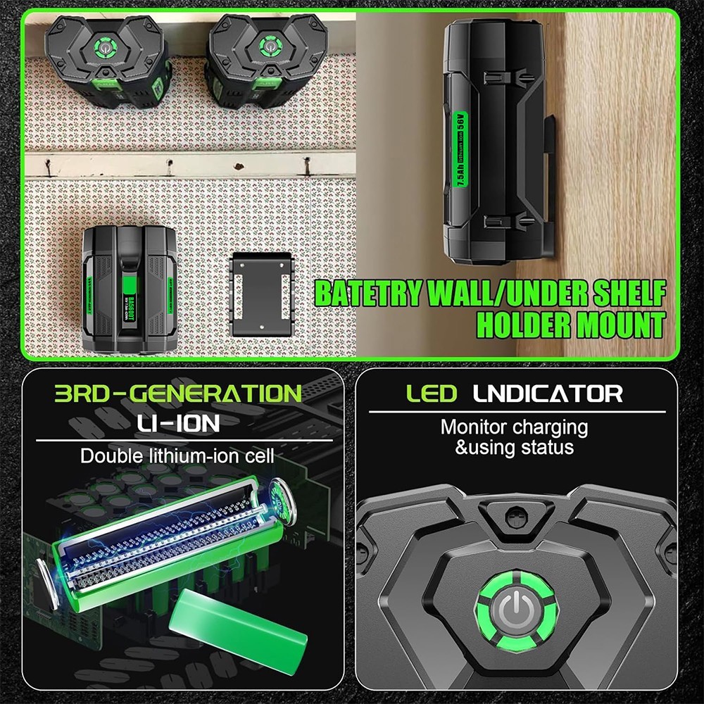 For Genuine EGO POWER+ BA2800T 56V 5.0 AH Battery w/ Fuel Gauge 56 Volt Power+