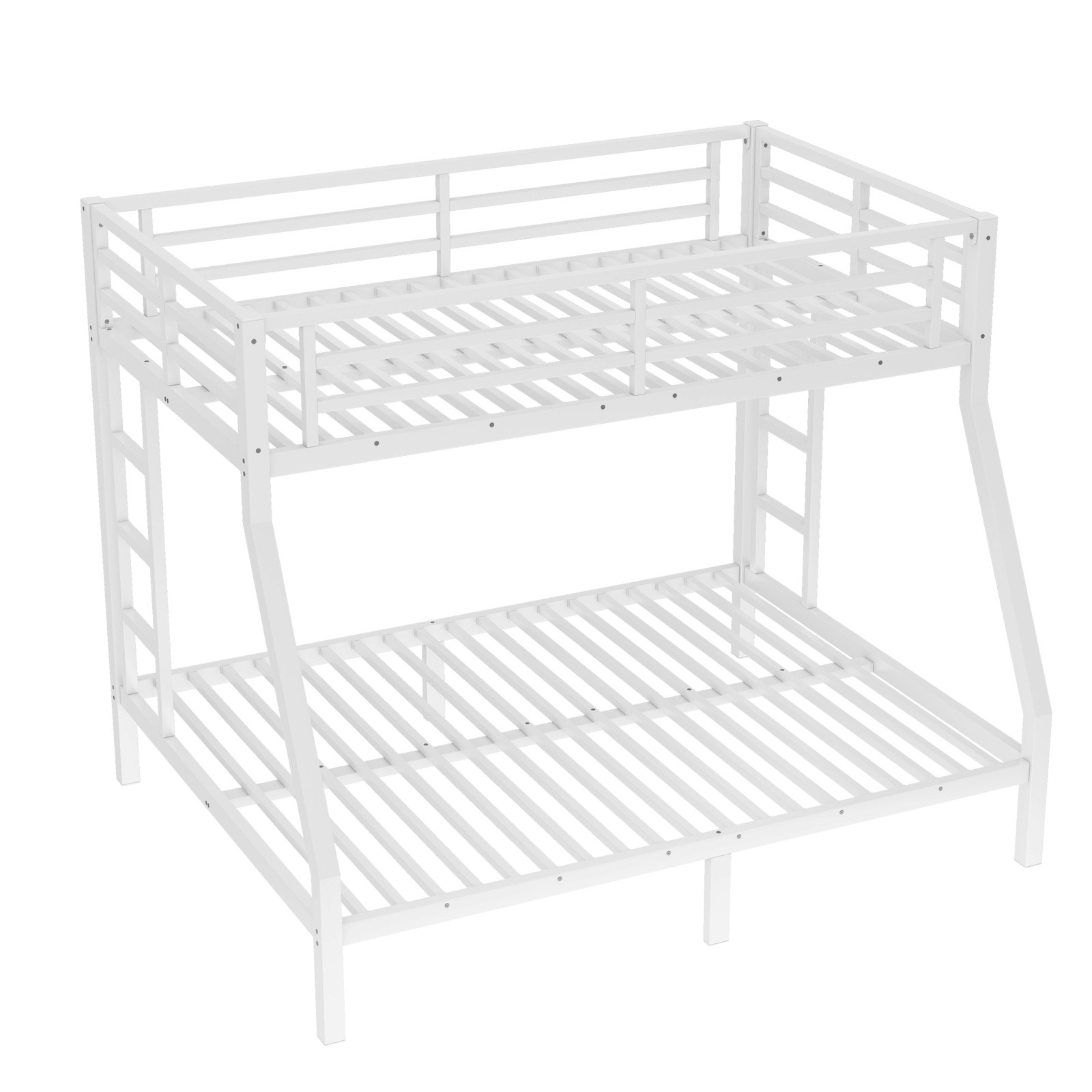 Metal Twin over Full Bunk Bed White Bed Frame for Teens and Adults Bedroom