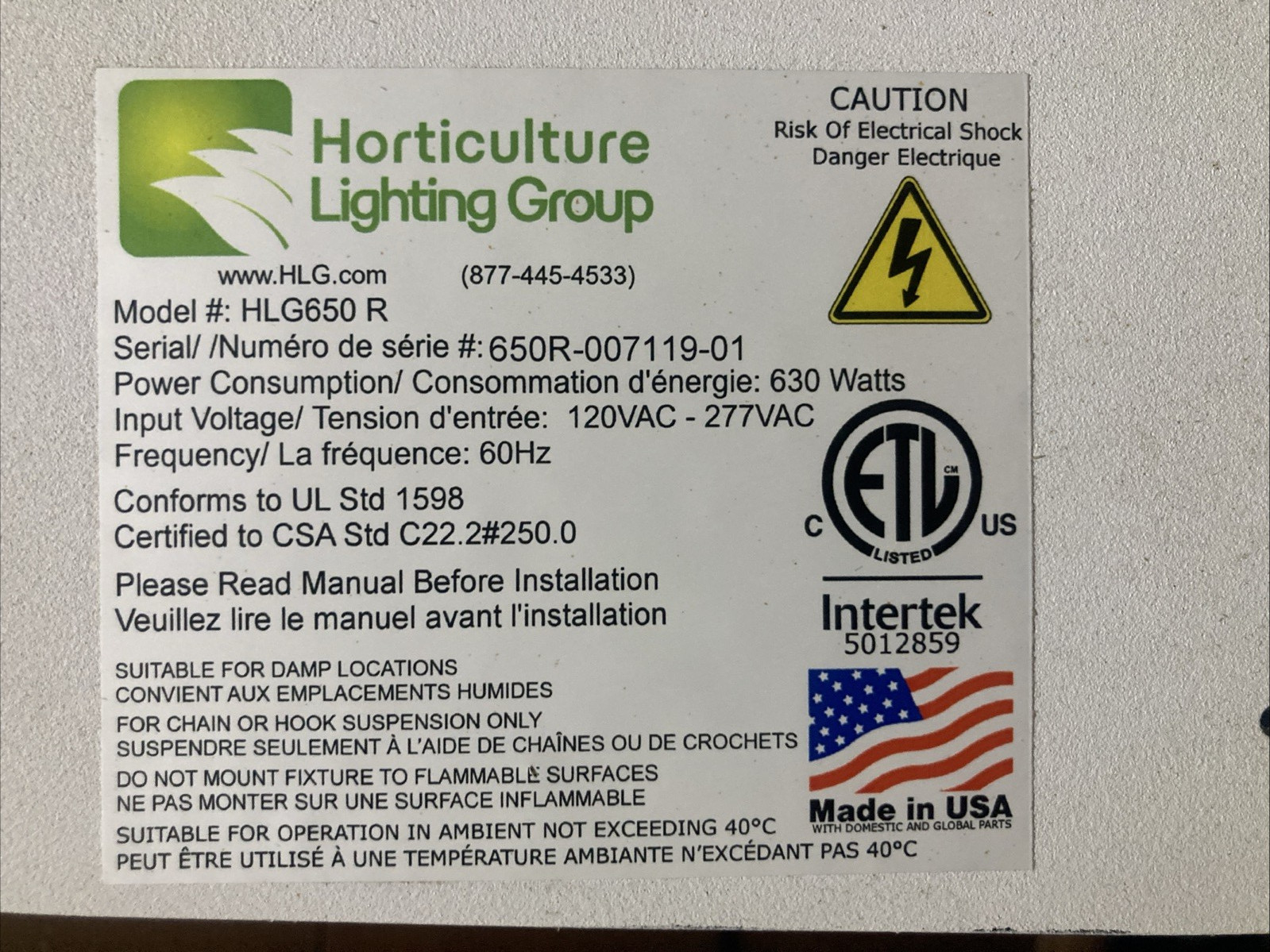 HLG 650R LED Grow Light Read Description!