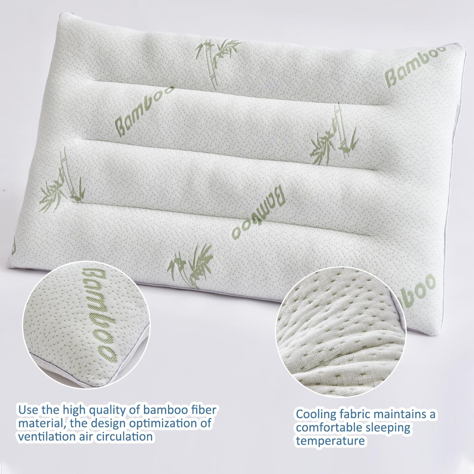 SWTMERRY Ultra Thin Pillow 2.5in Bamboo Flat Bed Pillow Stomach Side