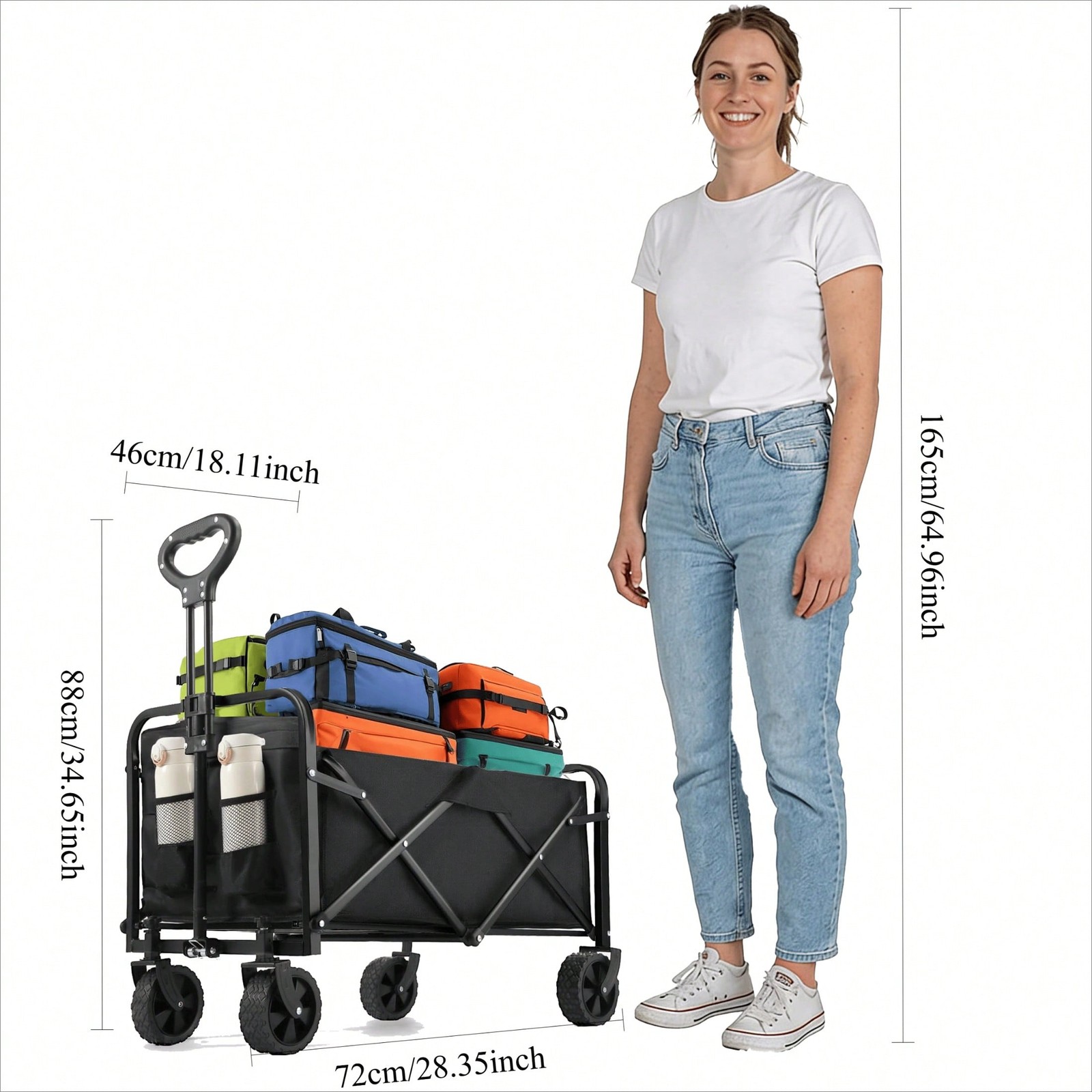 Camping Wagon All-Terrain Heavy-Duty Folding Hand Truck, Large Capacity Camping