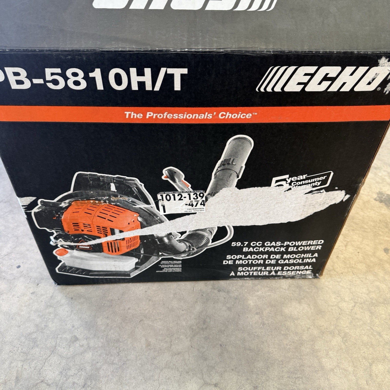 ECHO 200MPH 700CFM 59.7cc Gas Backpack Leaf Blower Tube-Mounted Throttle