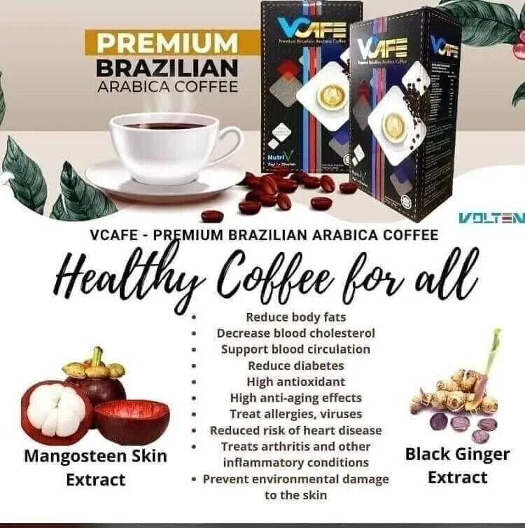 4 Box Brazilian Arabica Coffee Black Ginger Extract VOLTEN VCAFE Free Shipping