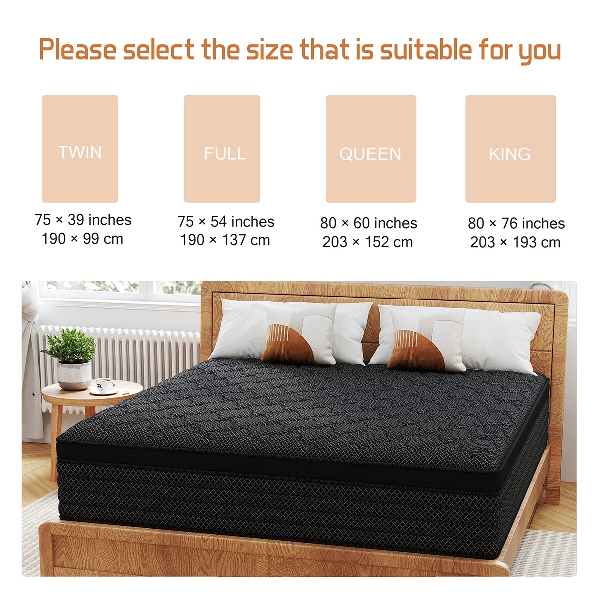 12″ 14″ Twin Full Queen King Mattress Gel Memory Foam Hybrid Spring Bed In a Box