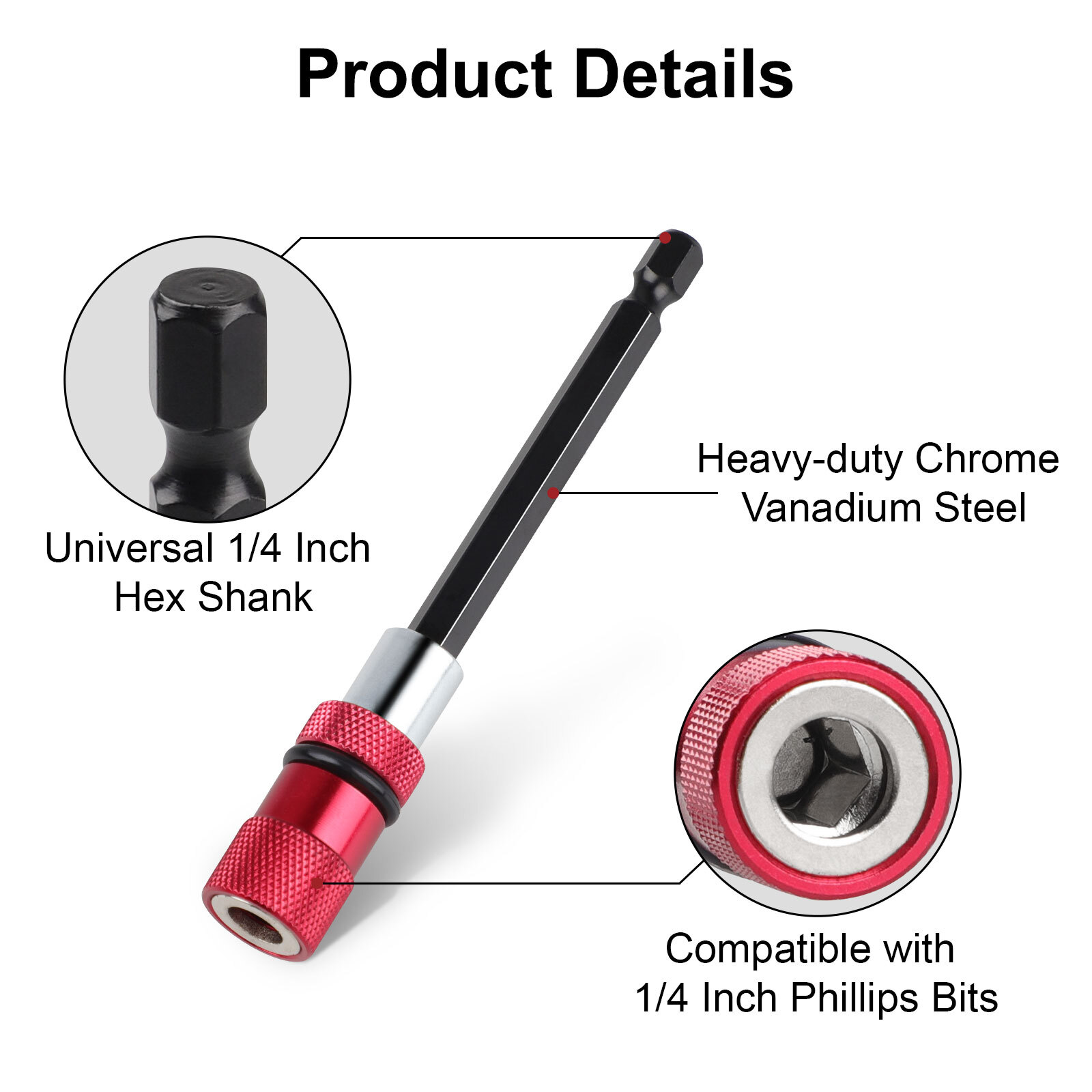 4Pcs Magnetic Drill Screwdriver Bit Holder 1/4 Inch Hex Quick Release Bit Holder