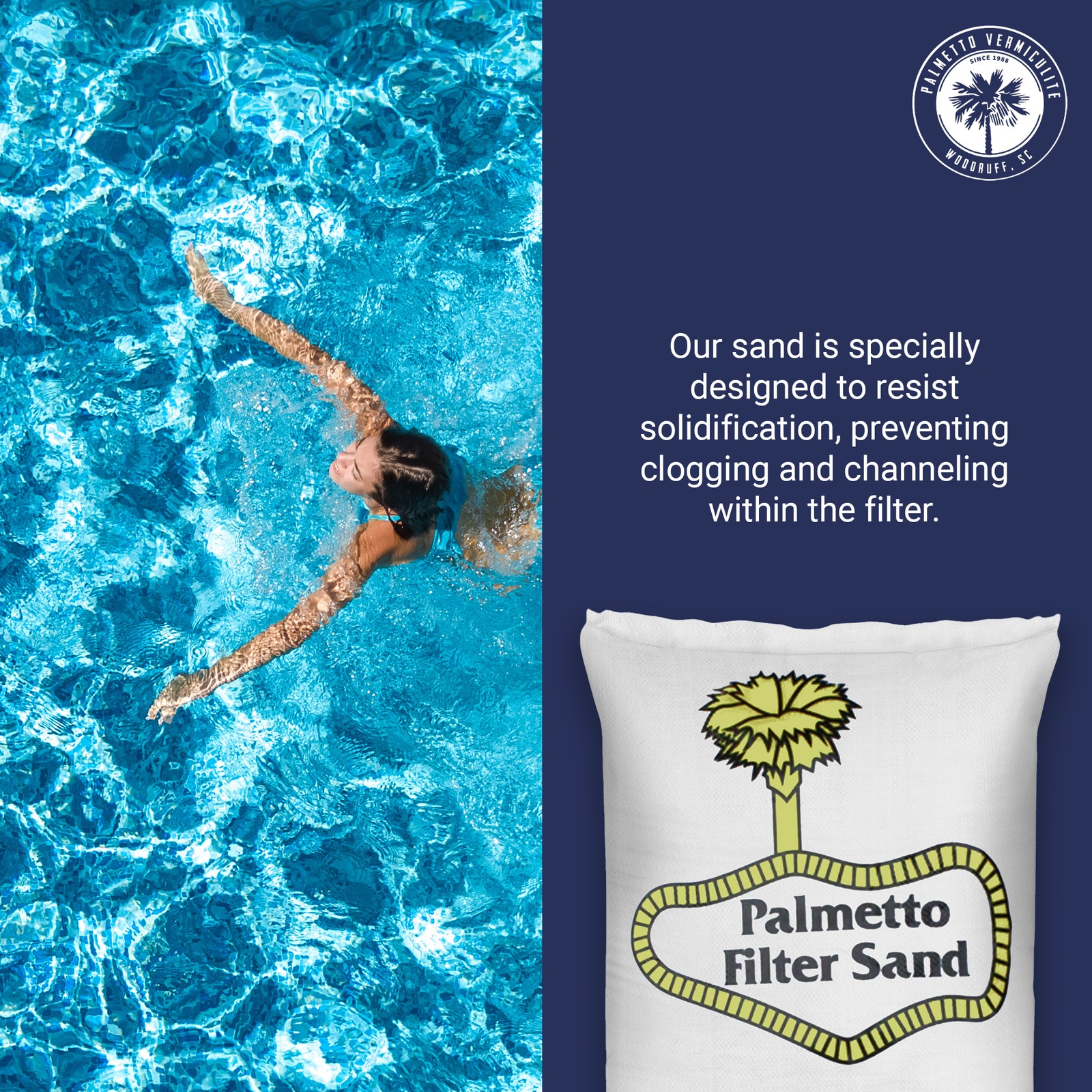 Palmetto Filter Sand for Residential and Commercial Pool Sand Filters, 50 Pound
