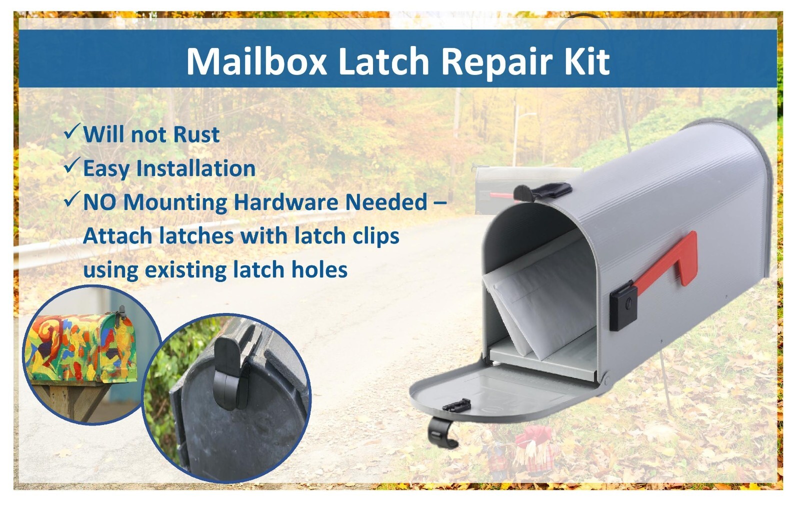 New Plastic Latch Set Kit for Solar Group Standard Mailbox Repair Latch Kit