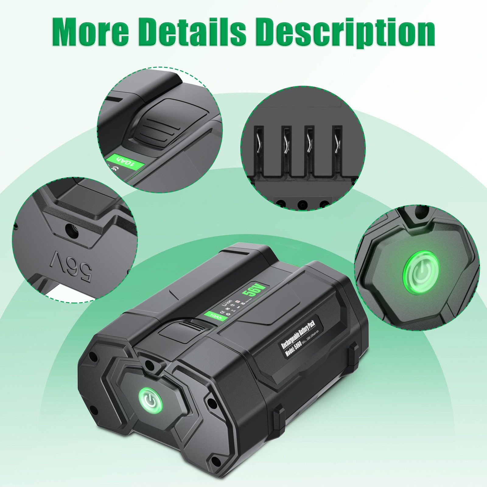 1X 56Volt Battery For EGO Battery 56volt BA2800 CH2100 CH2800 BA1400T BA4200