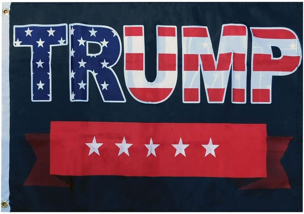 3X5 Trump 2024 USA Overlay 5 Stars 100D 3’x5′ Woven Poly Nylon Double Sided Flag