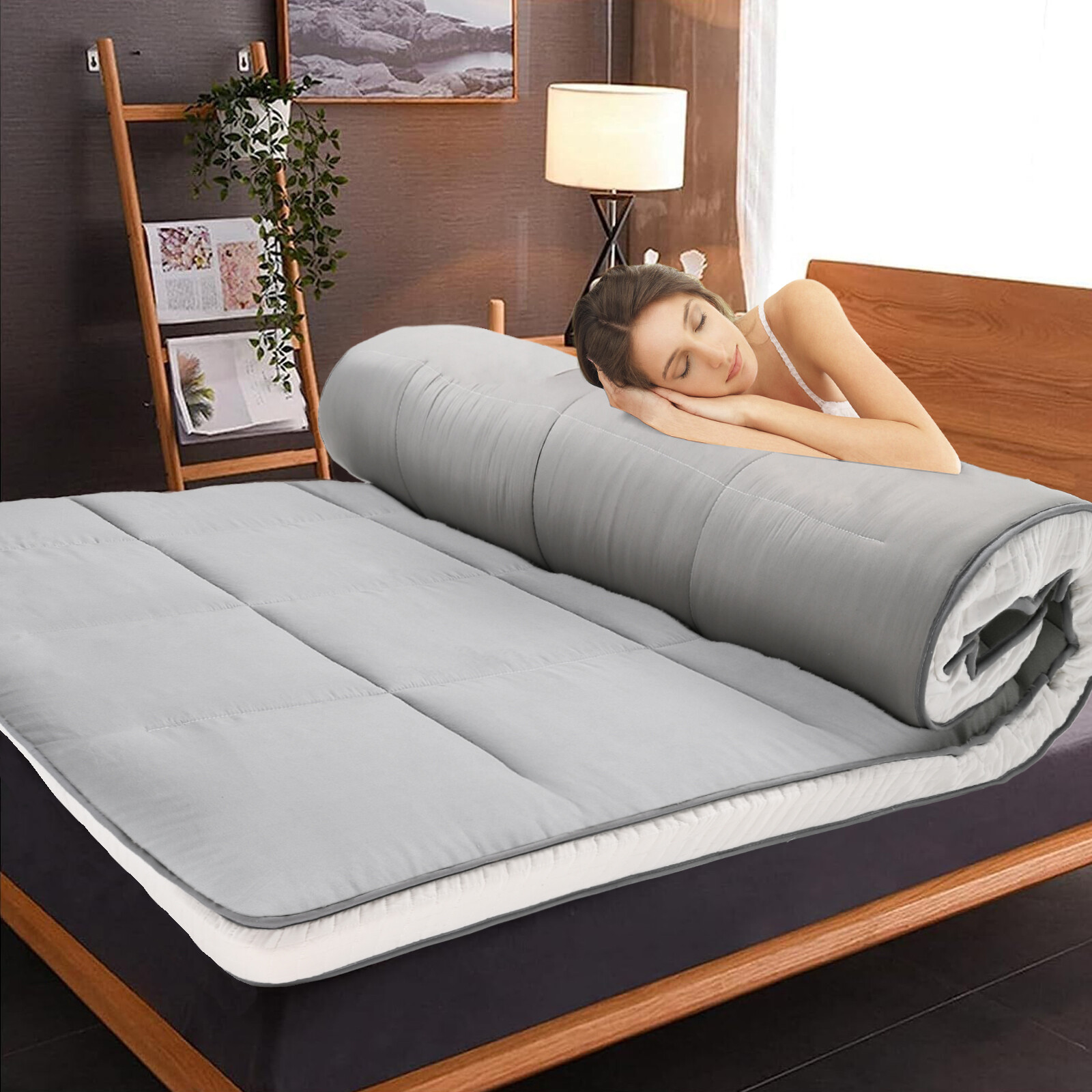 Extra Thick Japanese Sleeping Floor Mattress Foldable Roll Up Futon Tatami Mat