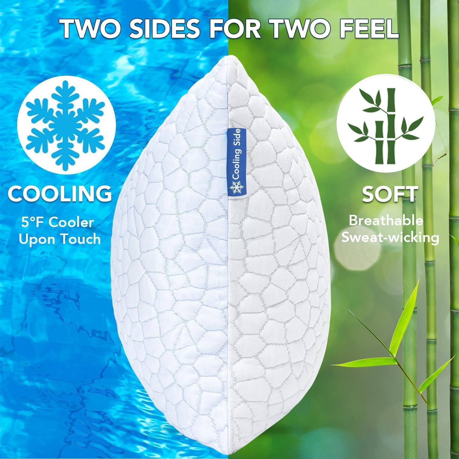 CertiPUR-US Shredded Memory Foam Queen Cooling Pillow for Hot Sleepers Sleeping