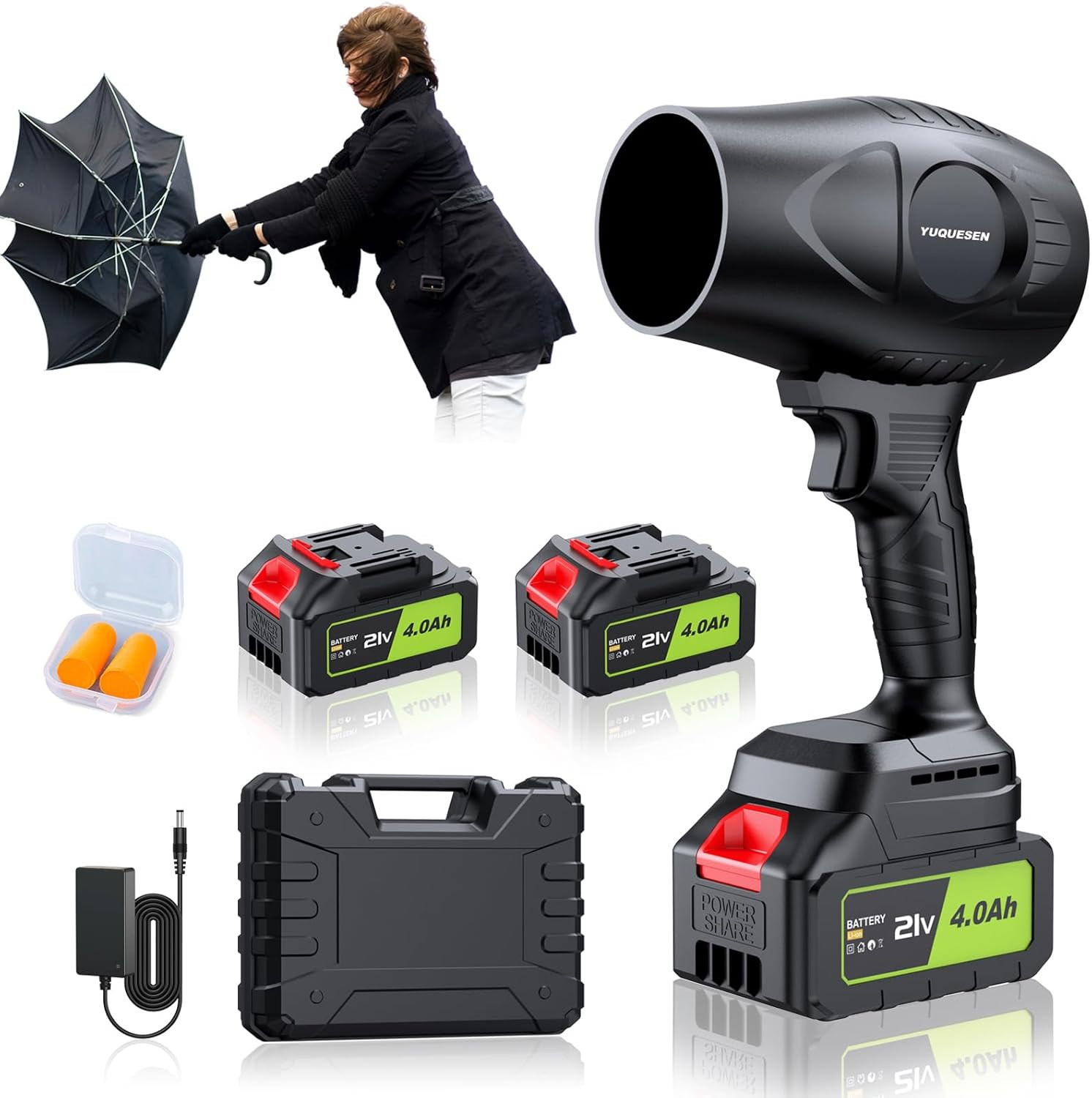980,000 RPM Cordless Leaf Blower – 21V Electric Handheld Leaf Blower with 2×4.0A
