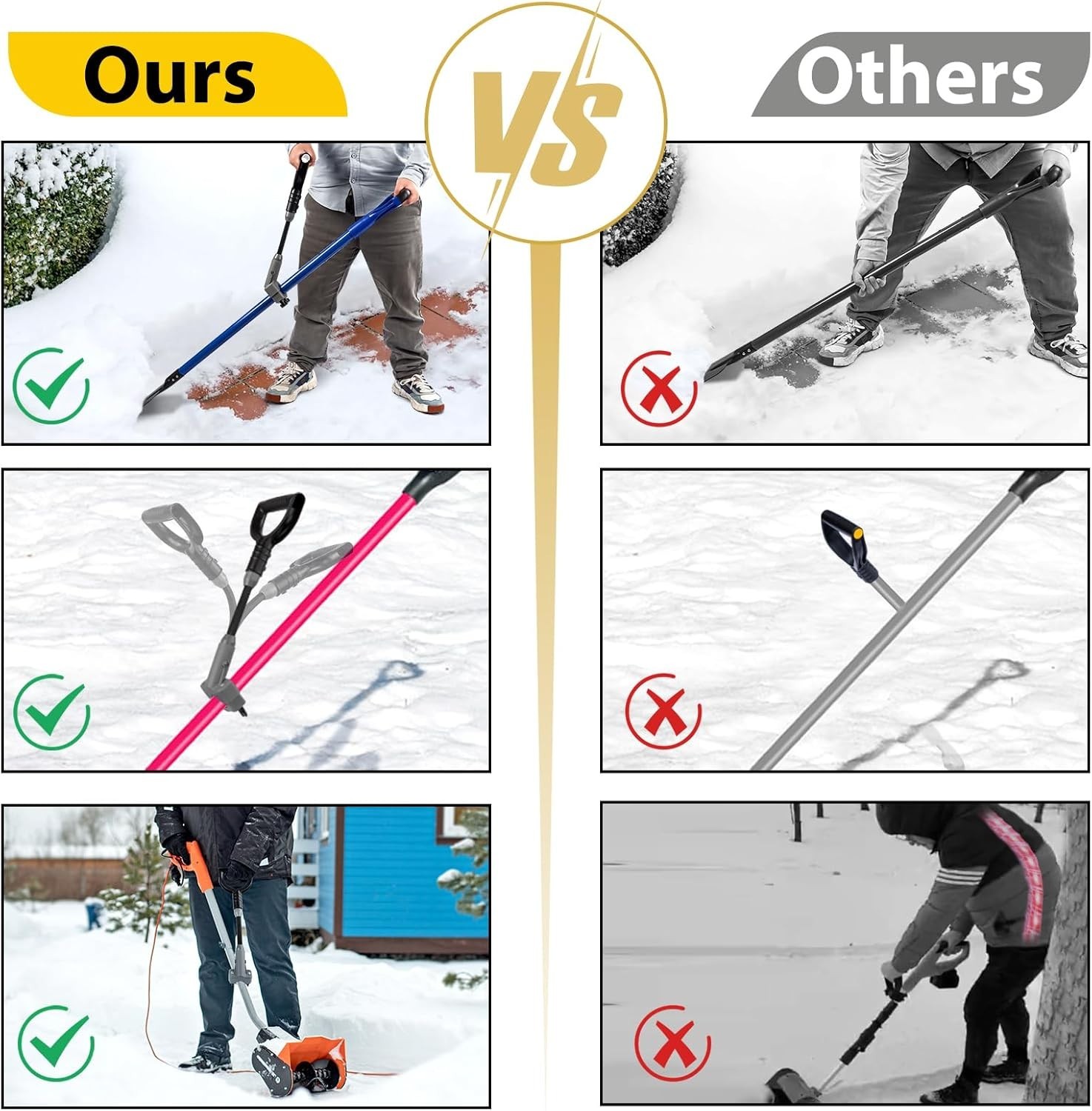 Universal Snow Shovel Handle Extension Ergonomic Back Saver Grip Gardening Tools