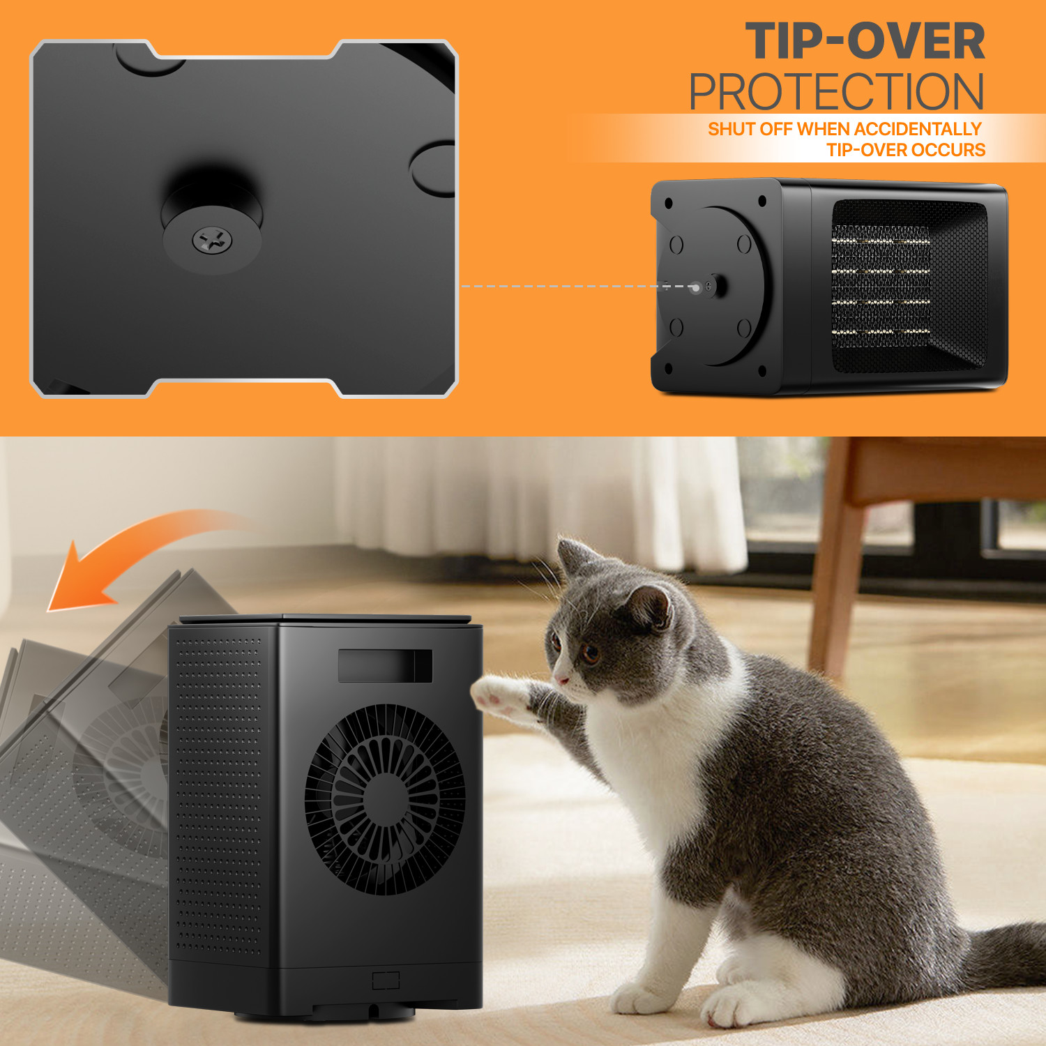 [LCD SCREEN+HANDLE] Electric Space Heater Adjustable 1500W Coil Heating Fan Home