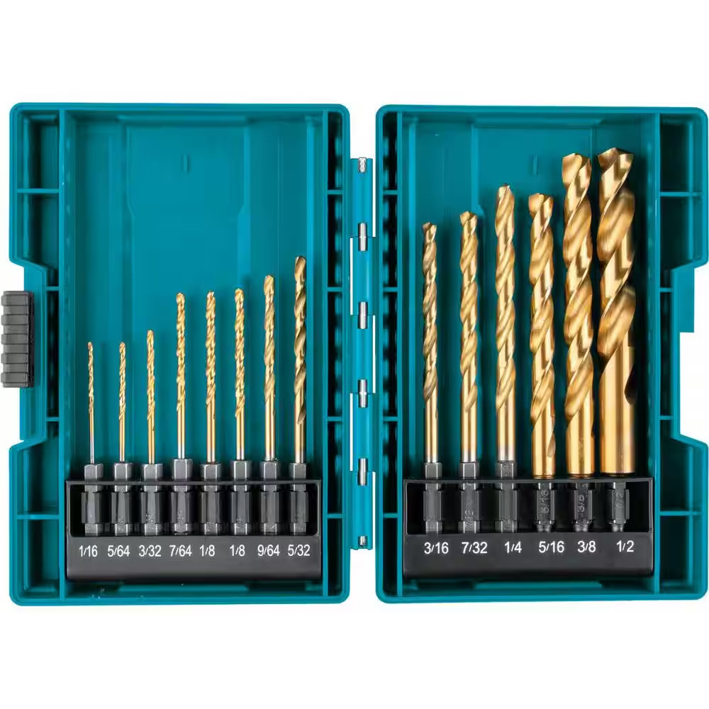 Impact 1/4 In. Hex Shank Gold Titanium Drill Bit Set (14-Piece)