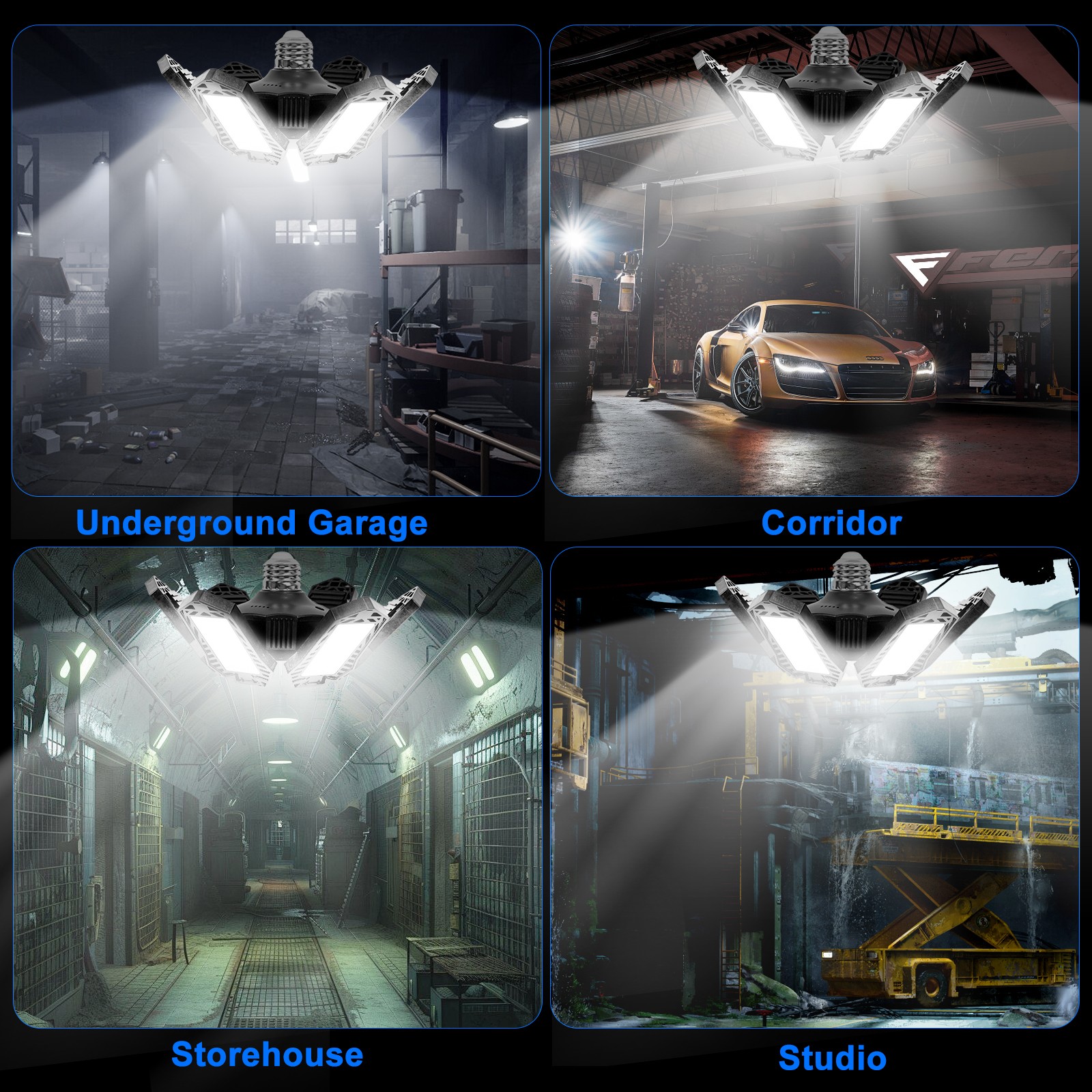 1 Pack LED Garage Light Bright Work Shop Ceiling Light Deformable Bulb Lamp