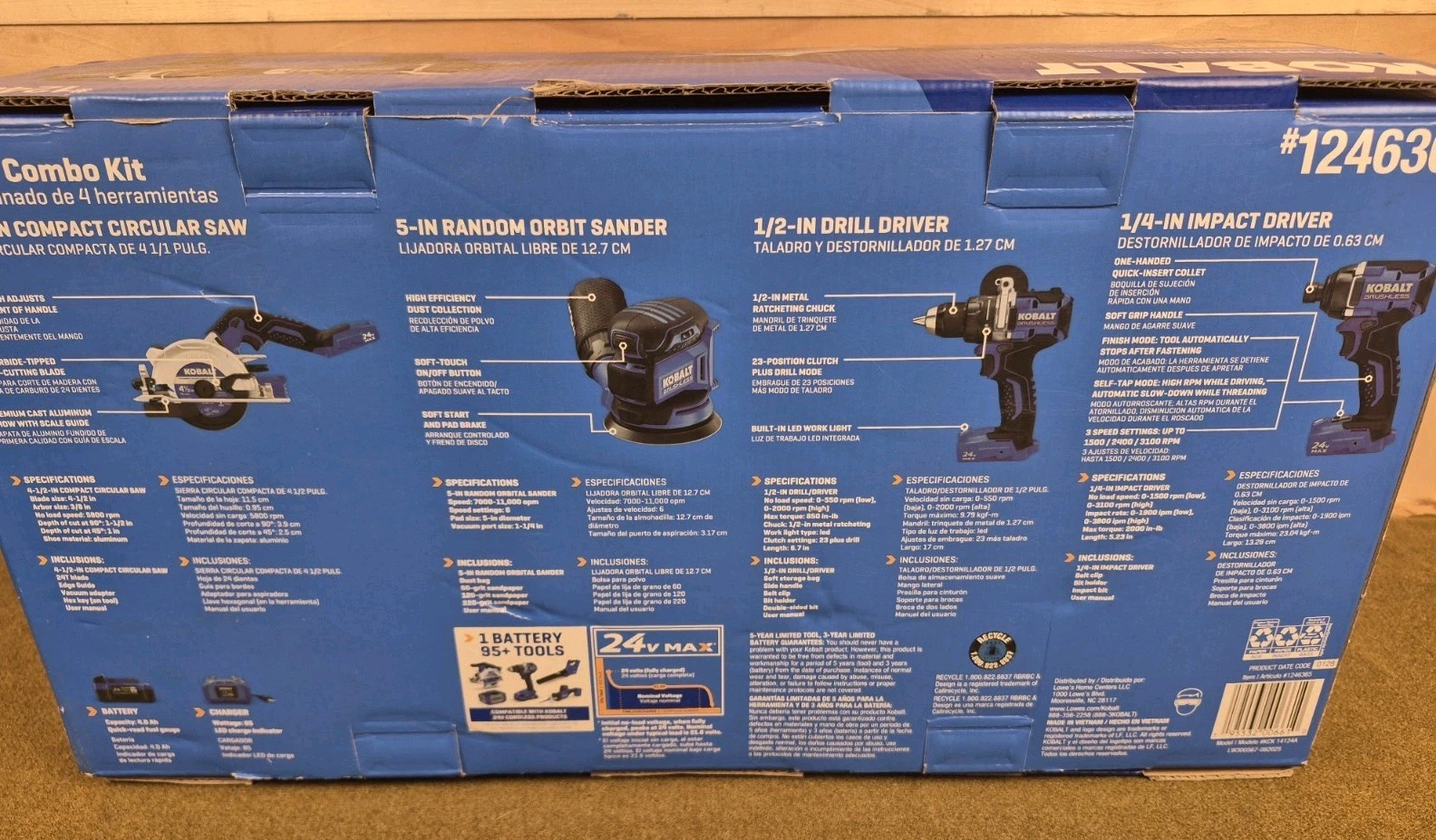 Kobalt 4 Tool Combo Kit 4-1/2″ Compact Circular Saw Sander Drill Driver Impact