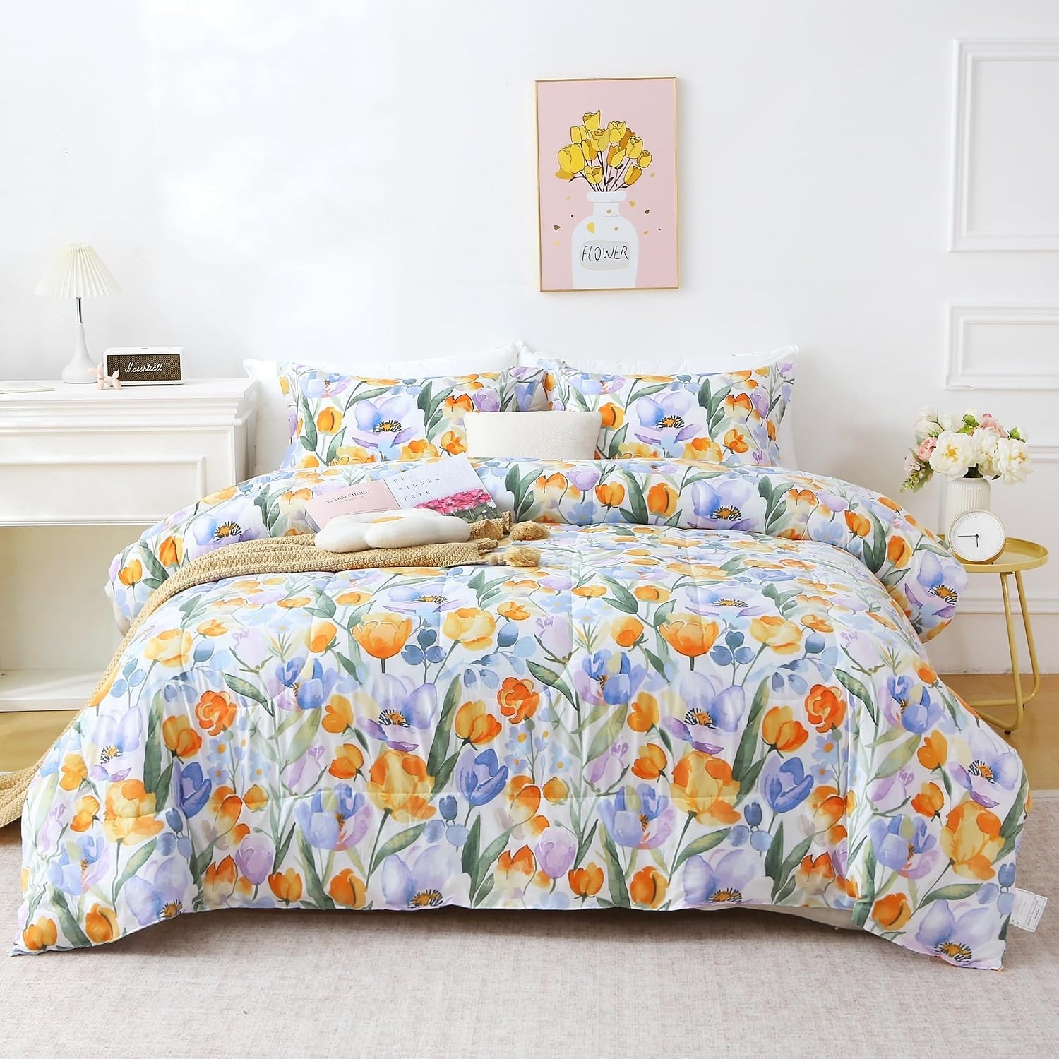 All Seasons Floral Full Size Comforter Set – Cozy Vintage 3-Piece Bedding Set