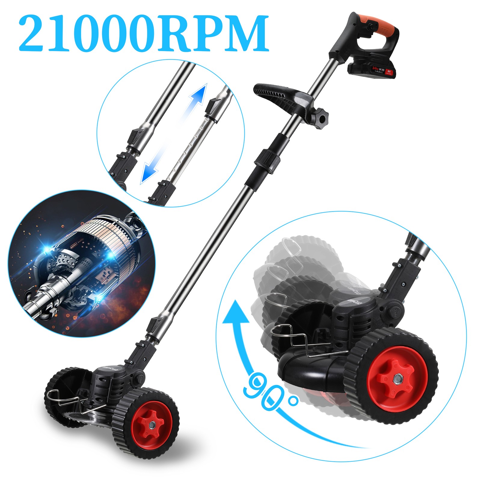 24V Cordless Weed Wacker Grass Trimmer 2 Batteries Brush Cutter Lawn Edger Kit