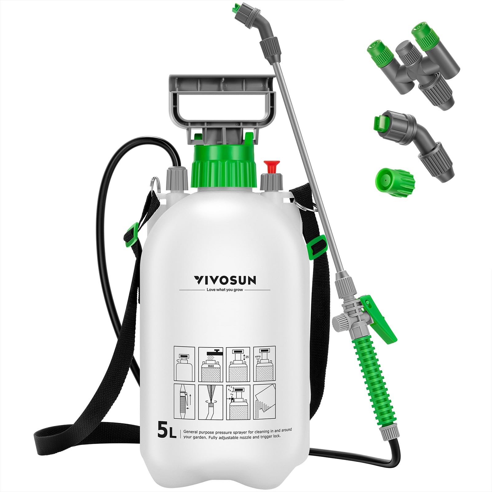 VIVOSUN 1.35 Gal/5L Pump Sprayer, Garden Water Sprayer for Plants, Weeds & La…