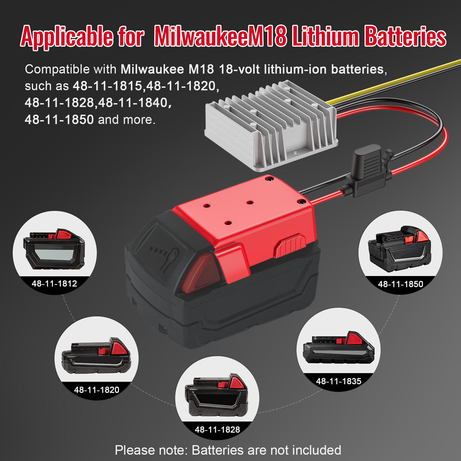 18V to 12V 20A 240W Step Down Converter Compatible with Milwaukee 18V Battery
