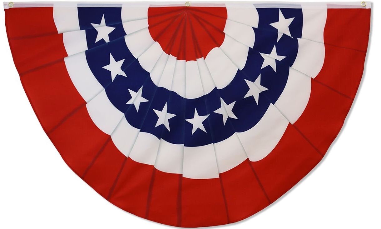 “USA BUNTING” flag 5×3 ft half circle fan polyester banner US patriotic stars