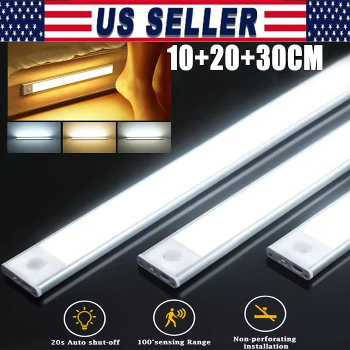 Rechargeable LED Motion Sensor Under Cabinet Closet Light USB Kitchen Lamp Strip