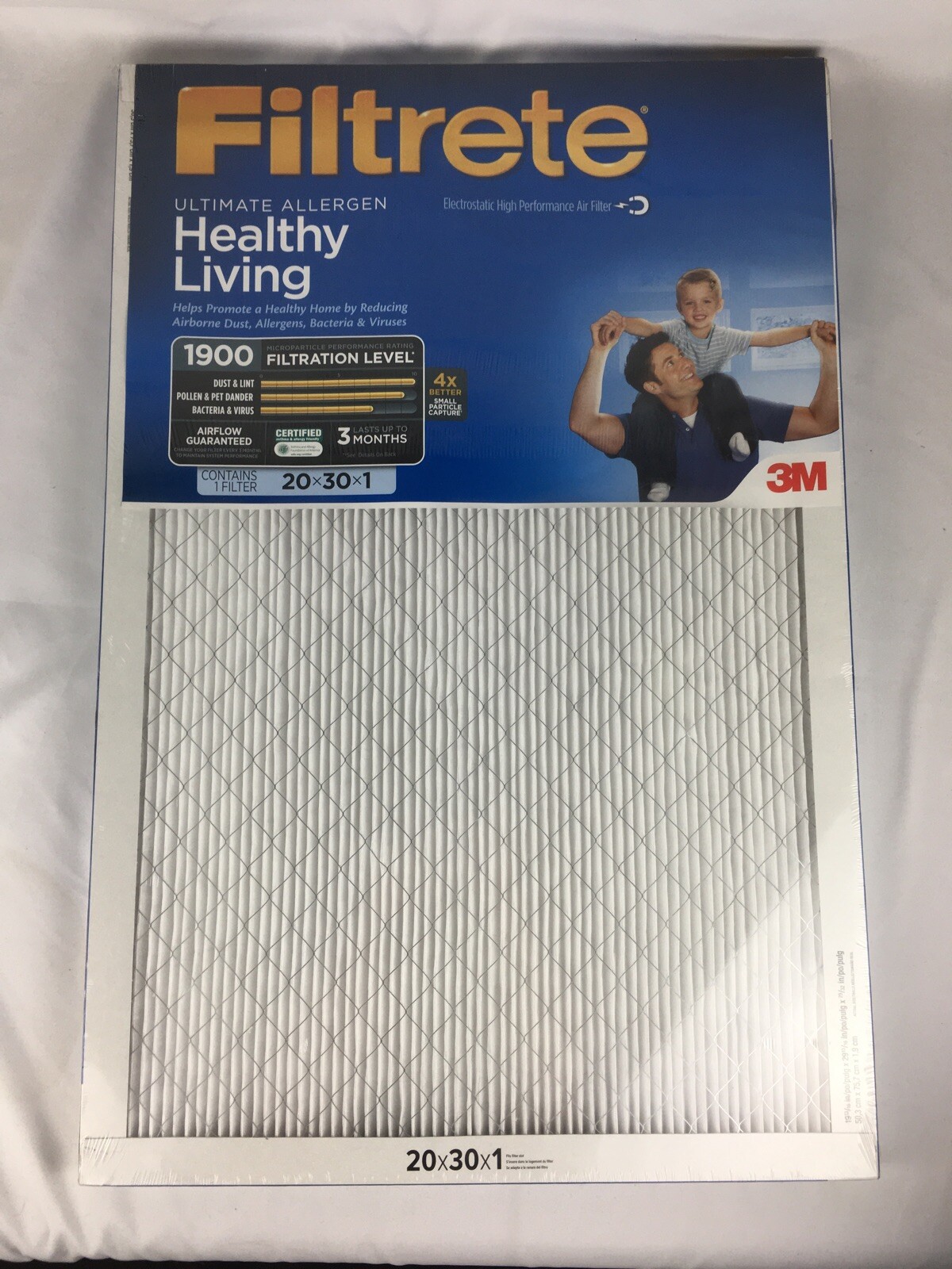 3M FILTRETE HEALTHY LIVING 20x30x1 ULTIMATE ALLERGEN 1900 FILTER 3 Months