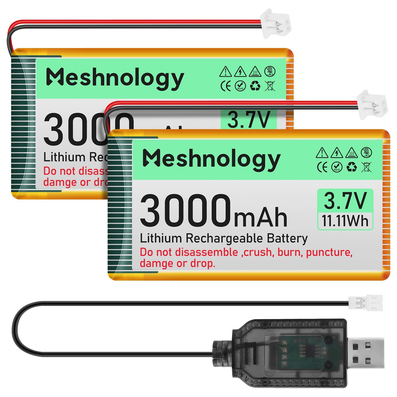 3.7V Lipo Battery 3000mAh 103665 Rechargeable Lithium Polymer Battery with US…