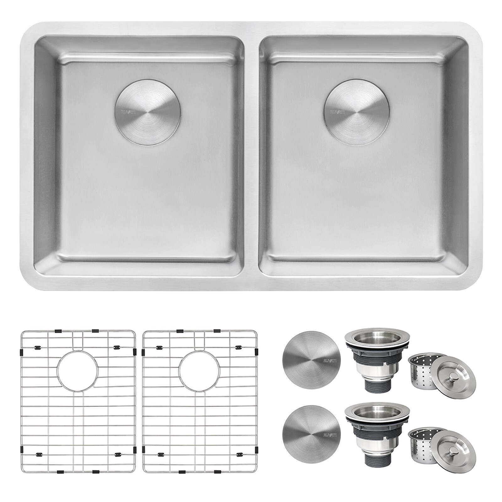 Ruvati 31-inch Undermount 50/50 Double Bowl 16 Gauge Kitchen Sink-RVM5099