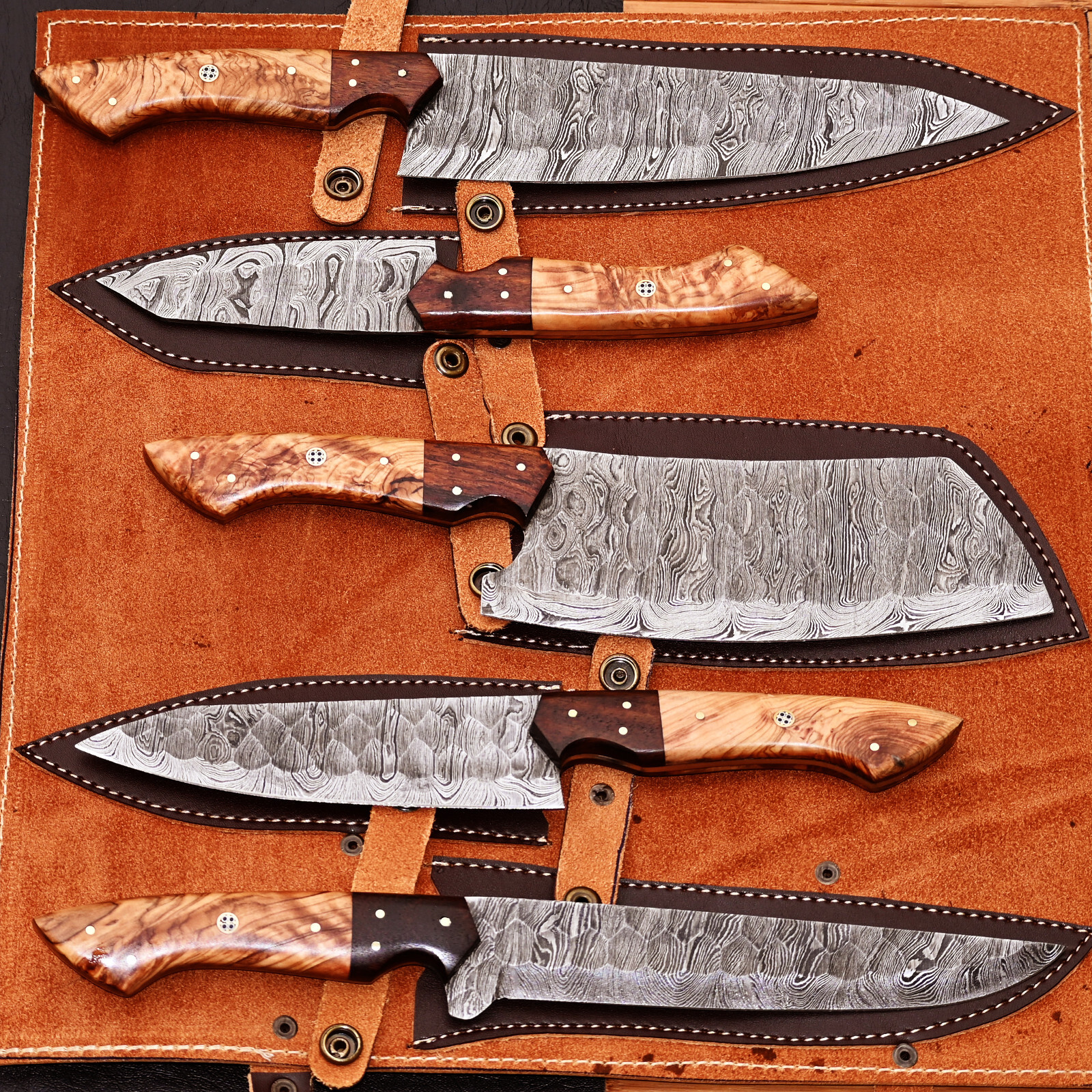 Custom Made Damascus Chef Knife Set Kitchen Cutlery – Hand Forged Damascus 2803