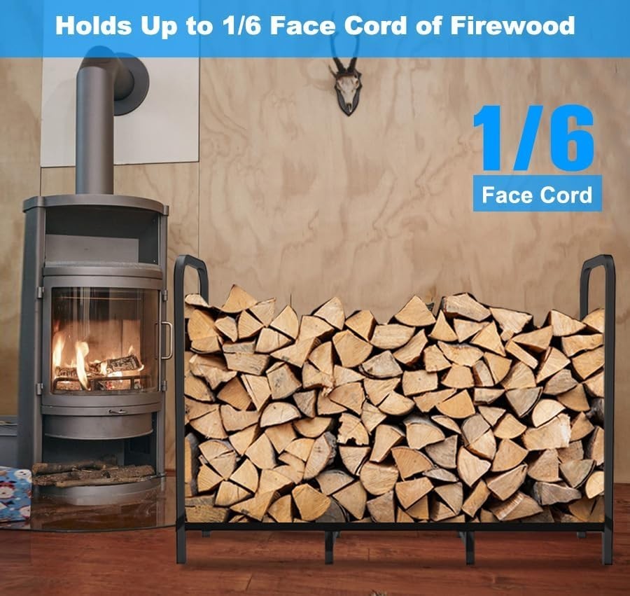 Compact Heavy-Duty Firewood Holder with Elevated Design – Perfect for Indoors