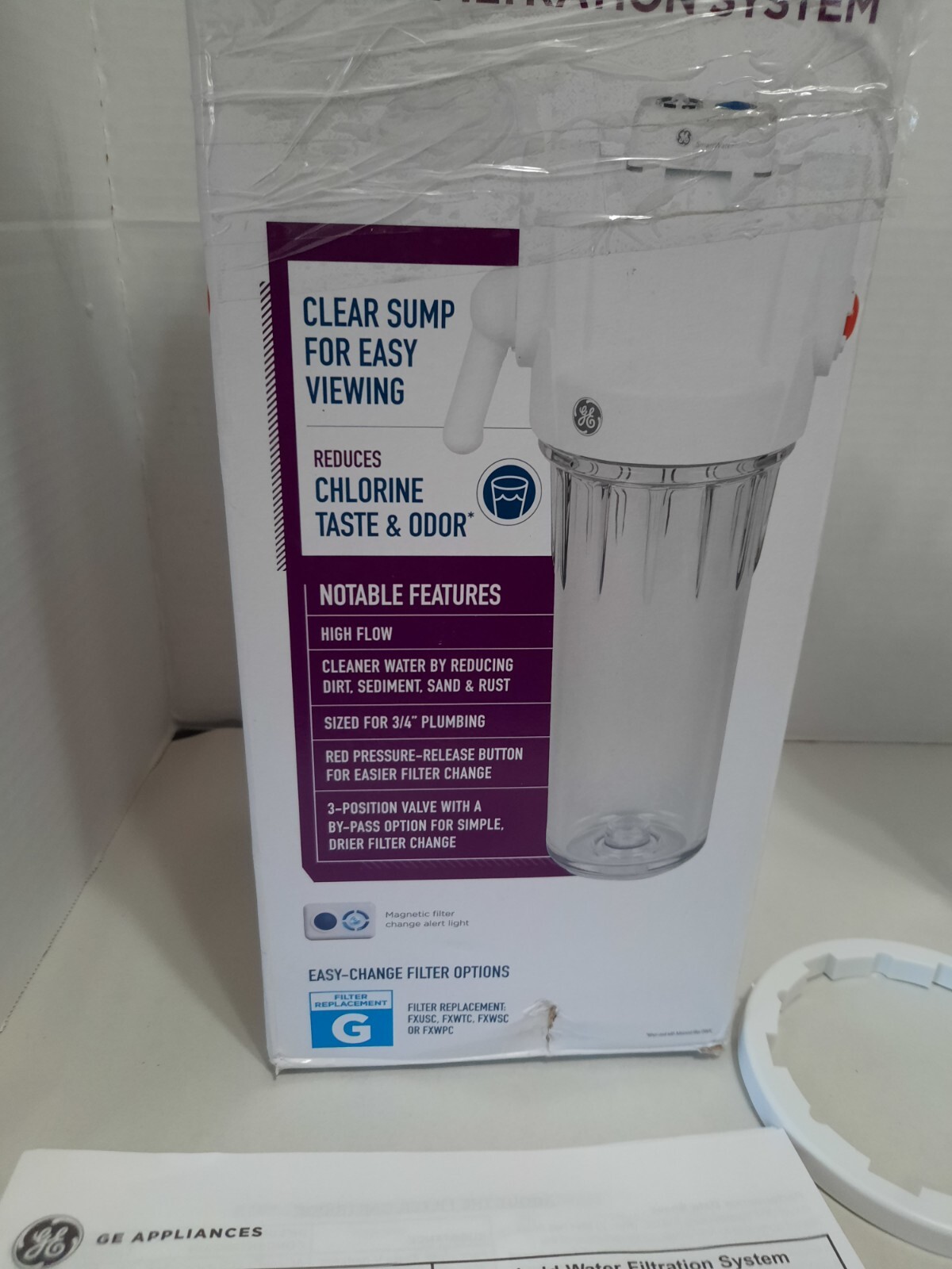 GE High Flow Whole House Water Filtration GXWH20T Reduces Chlorine Taste / Odor