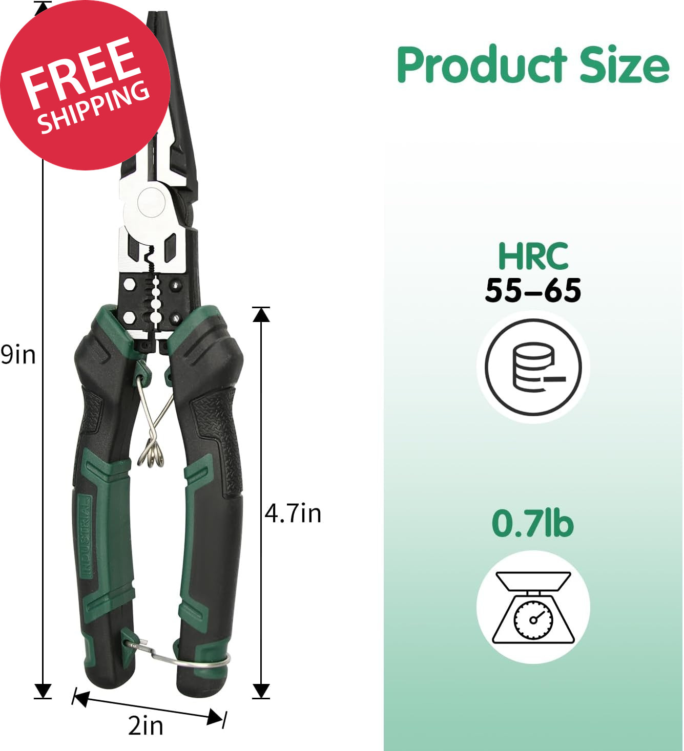 9” Needle Nose Pliers, 6-In-1 Multifunction Long Nose Pliers, with Spring Loade