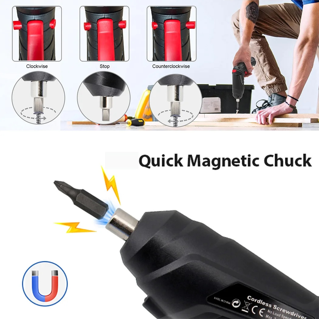 3.6V Cordless Electric Screwdriver Set USB Charging 3Nm Screw Gun With LED Light