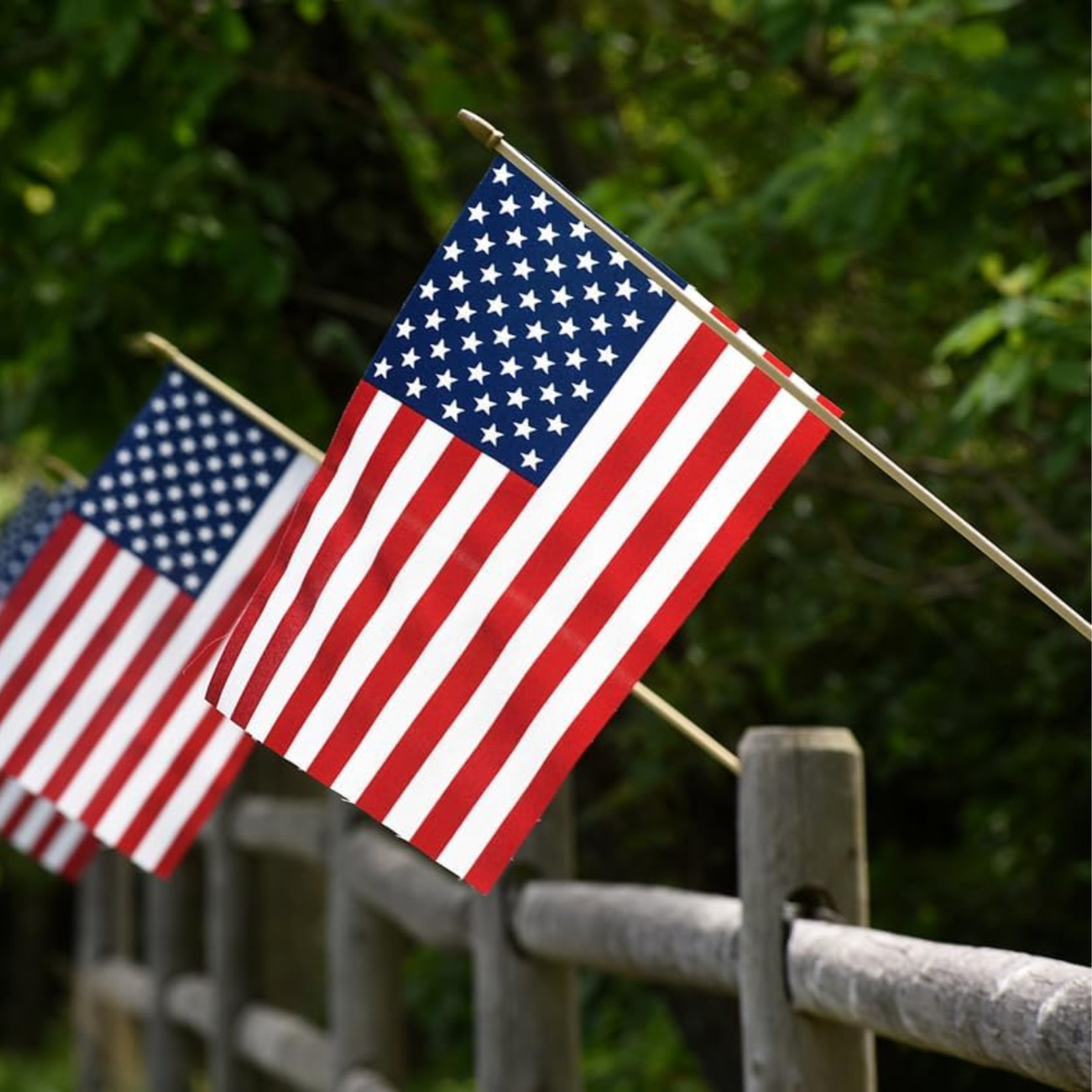 12 x 18 American Stick Flag large size with 30″x3/8″ Wood Staff Heavy duty