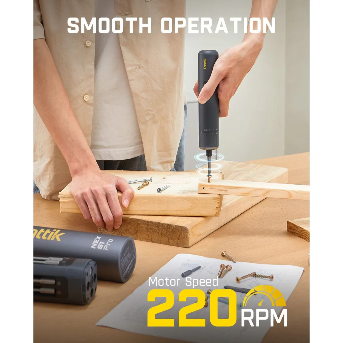NEW! Fanttik S1 Pro Electric Screwdriver, Power Screwdriver with16 S2 Steel Bits