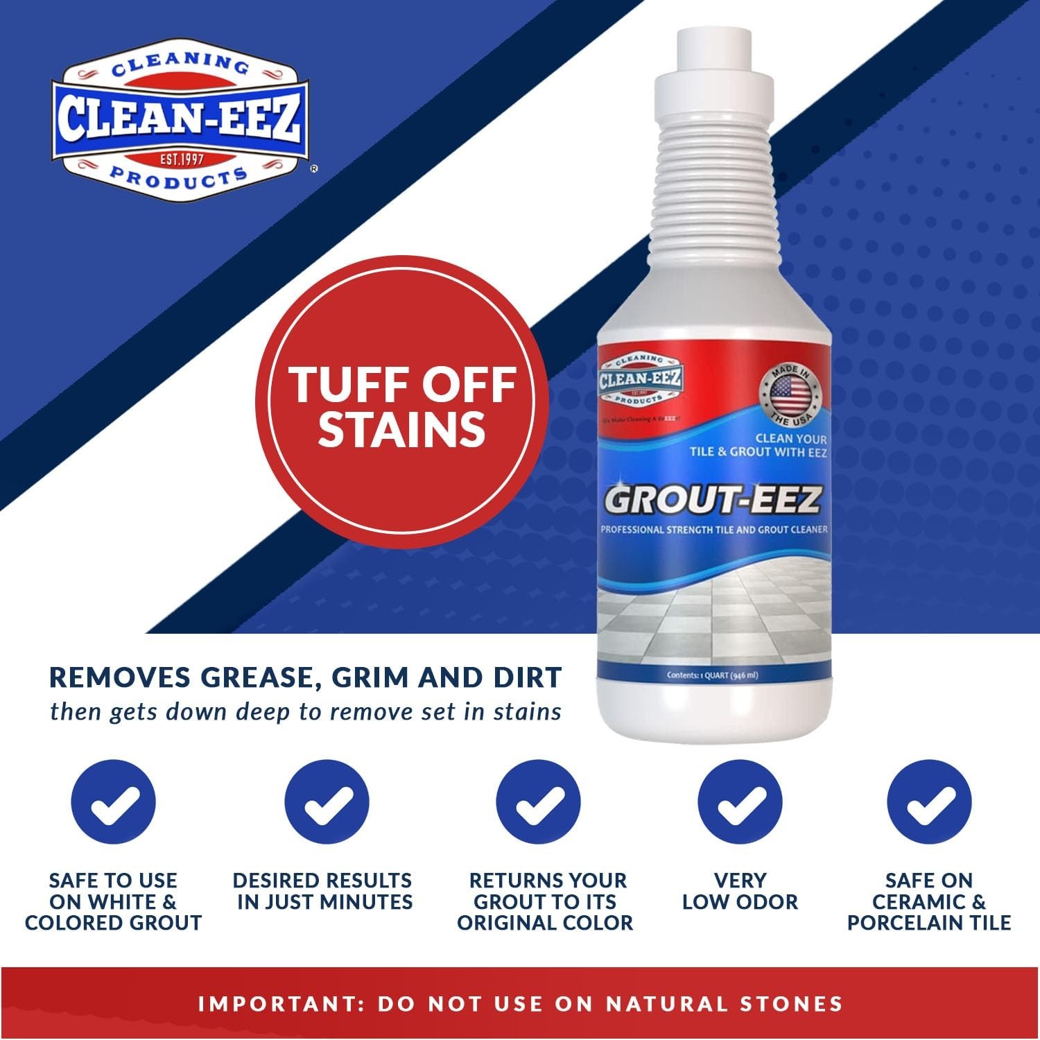 Clean-eez Grout-eez: Super Heavy-Duty Grout Cleaner, 32 oz – Natural & Unscented